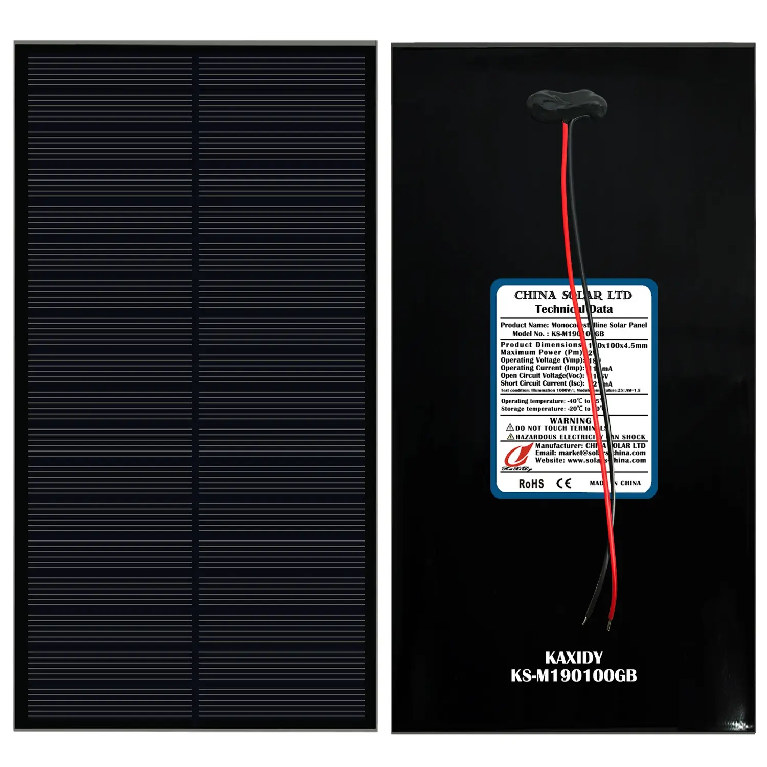 12V Panou Solar Negru